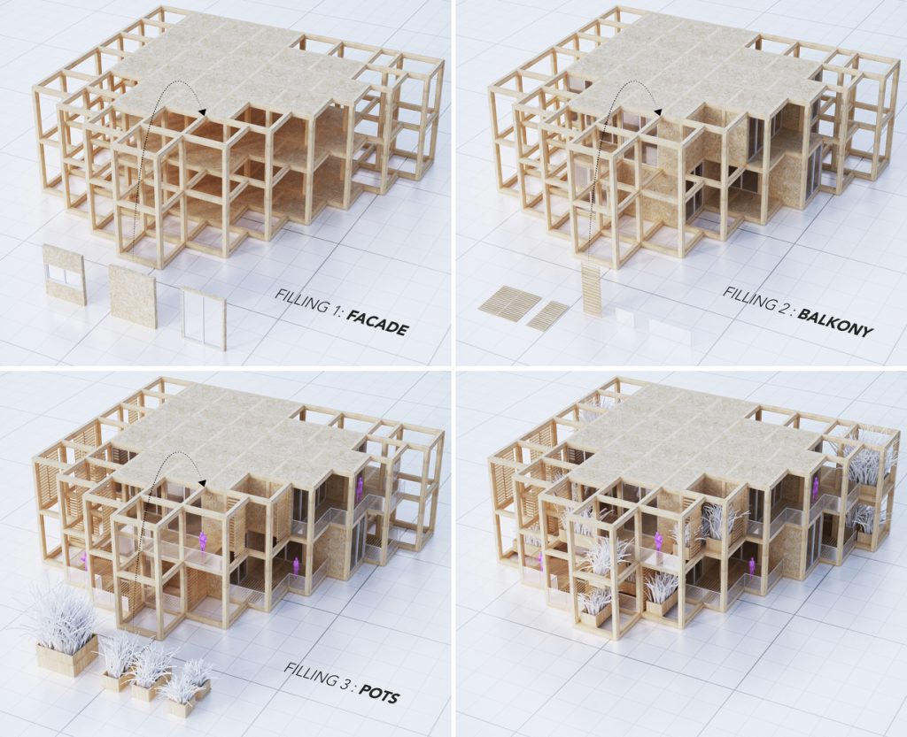 Fig.2. penda, Module Compositions. Available from: http://www.archdaily.com/772181/penda-to-build-modular-customizable-housing-tower-in-india/55d4e181e58ece20e9000148-penda-to-build-modular-customizable-housing-tower-in-india-photo